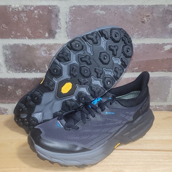 New Mens HOKA Speedgoat 5 GTX Gore-Tex Spike Trail Shoes Black Grey Sz 9 - Picture 5 of 5